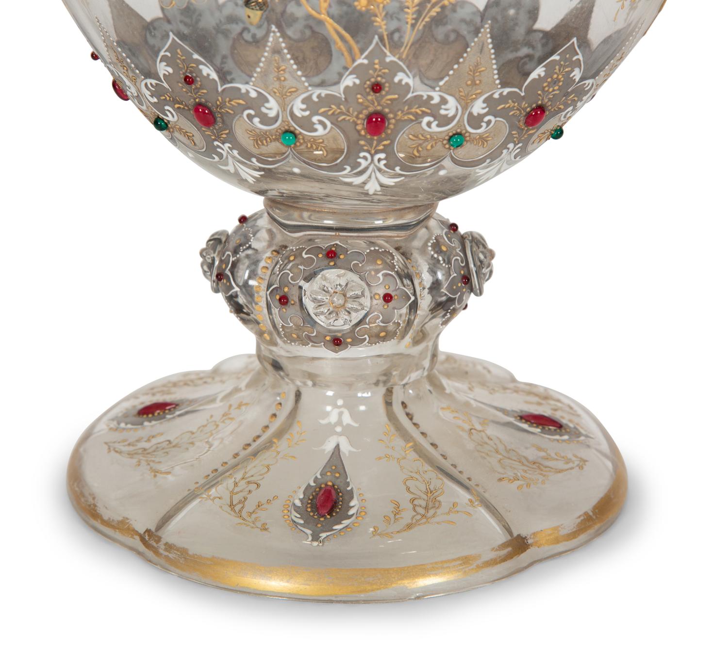 A Moser Gilded and Jeweled Enameled Crystal Vase
