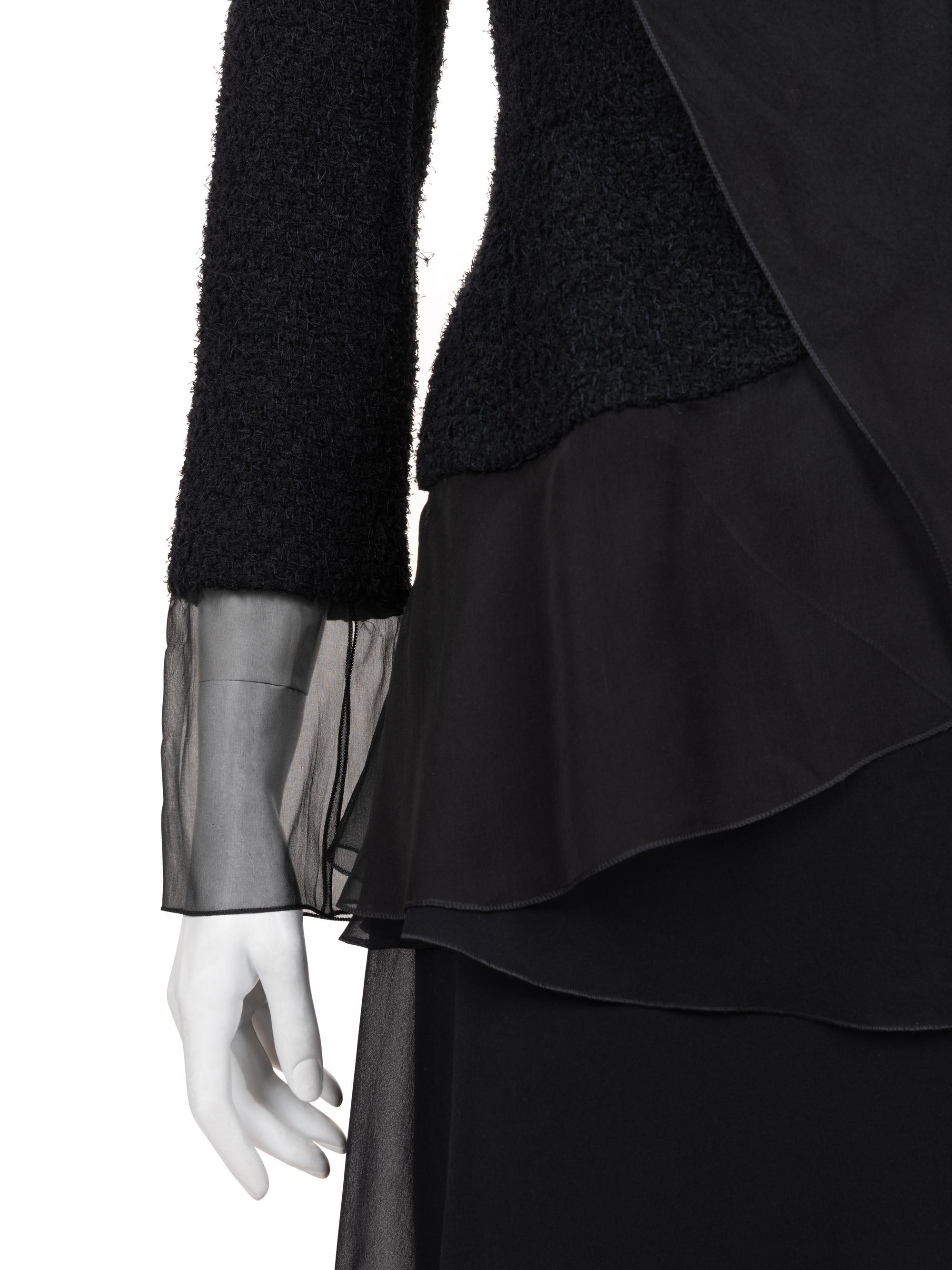 Chanel Tweed Jacket and Ruffled Skirt Ensemble, 2000