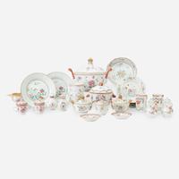 A collection of twenty-six Chinese Export Famille Rose and Sansom porcelain tablewares 18th and 19th century