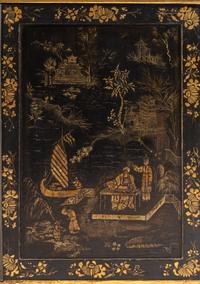 A Regency Black-Painted and Parcel-Gilt Japanned Cabinet