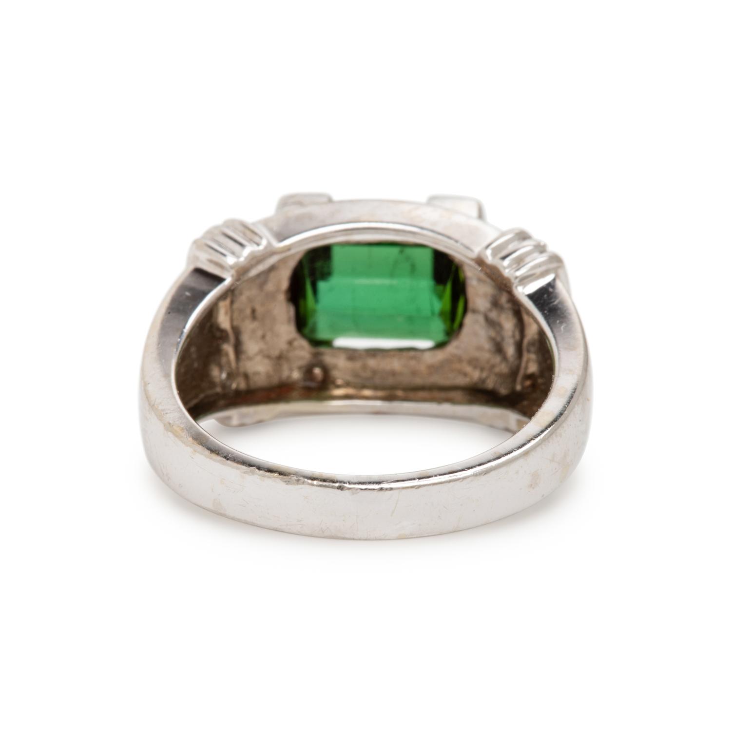 Green Tourmaline, Diamond, and White Gold Pendant and Ring