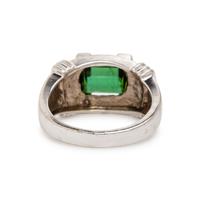 Green Tourmaline, Diamond, and White Gold Pendant and Ring