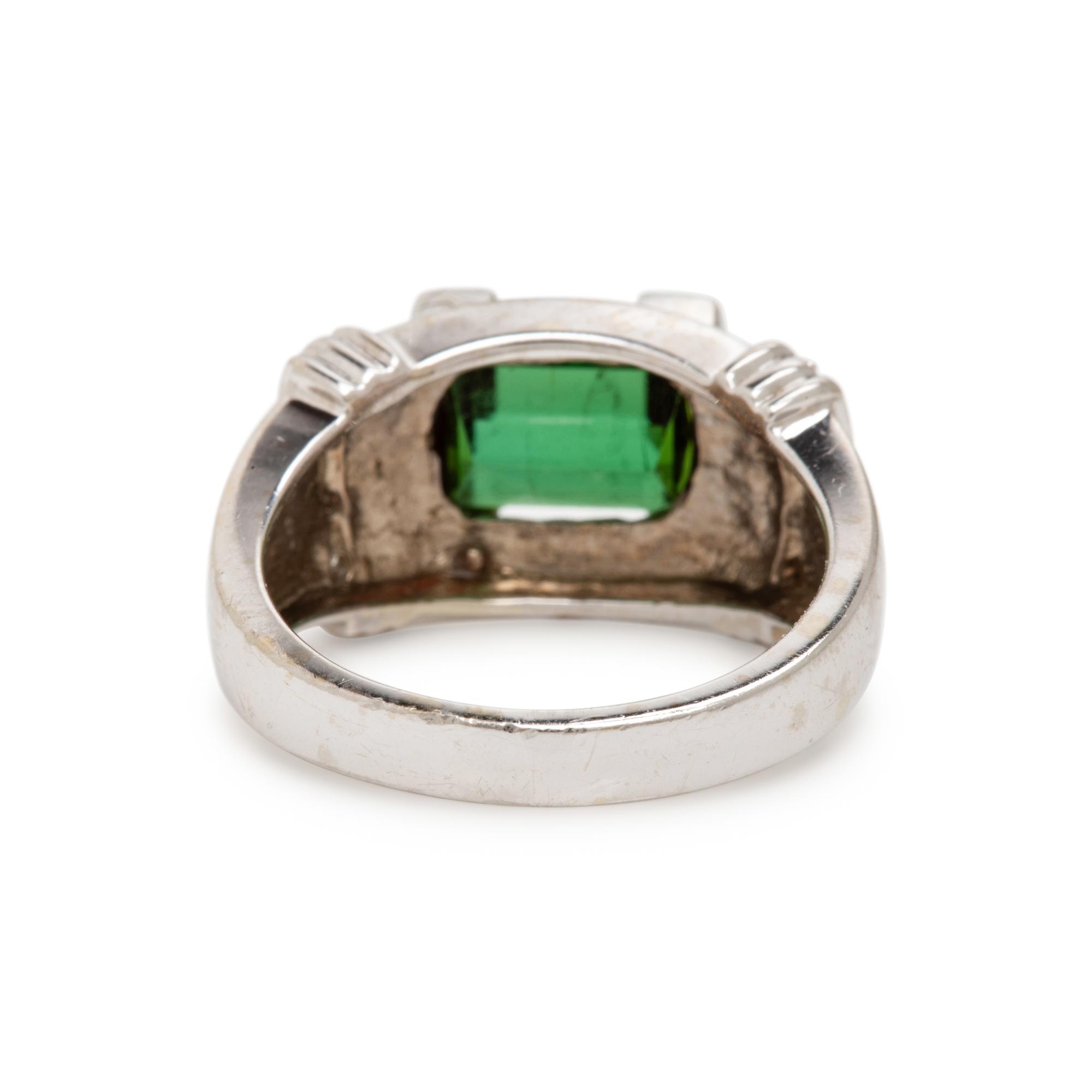 Green Tourmaline, Diamond, and White Gold Pendant and Ring