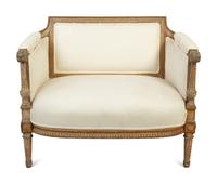 A Louis XVI Style Painted and Parcel Gilt Marquise — LATE 19TH/EARLY 20TH CENTURY