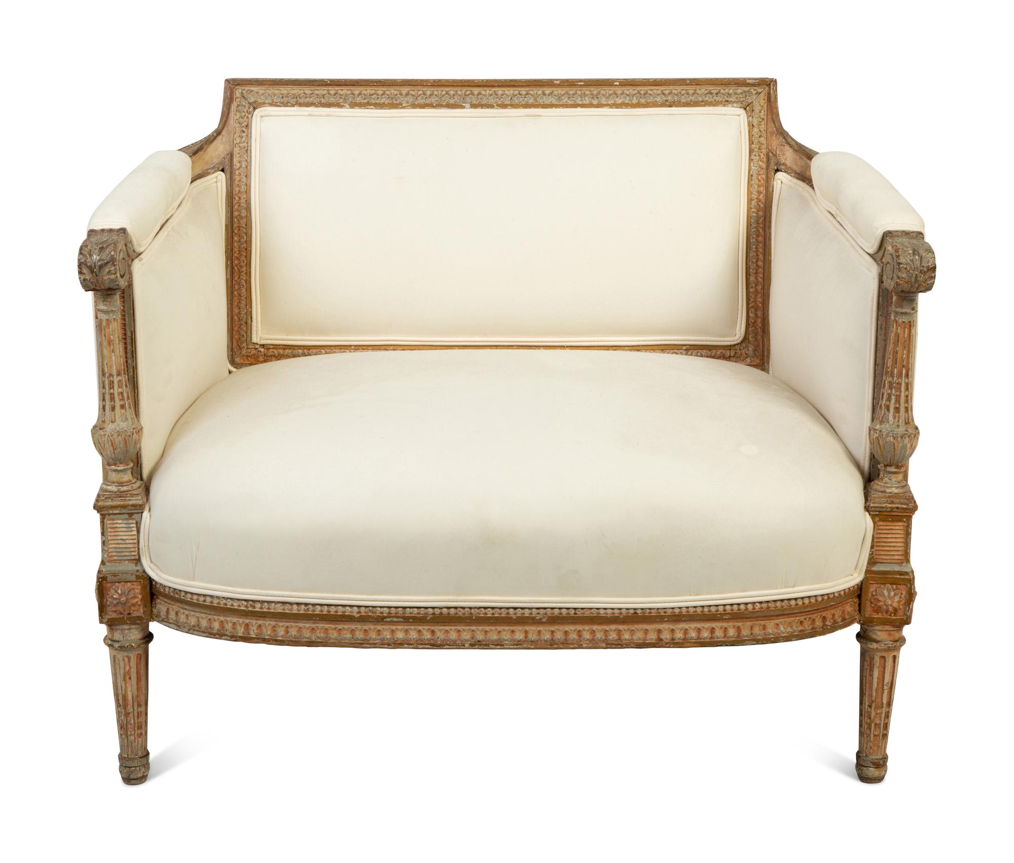 A Louis XVI Style Painted and Parcel Gilt Marquise — LATE 19TH/EARLY 20TH CENTURY