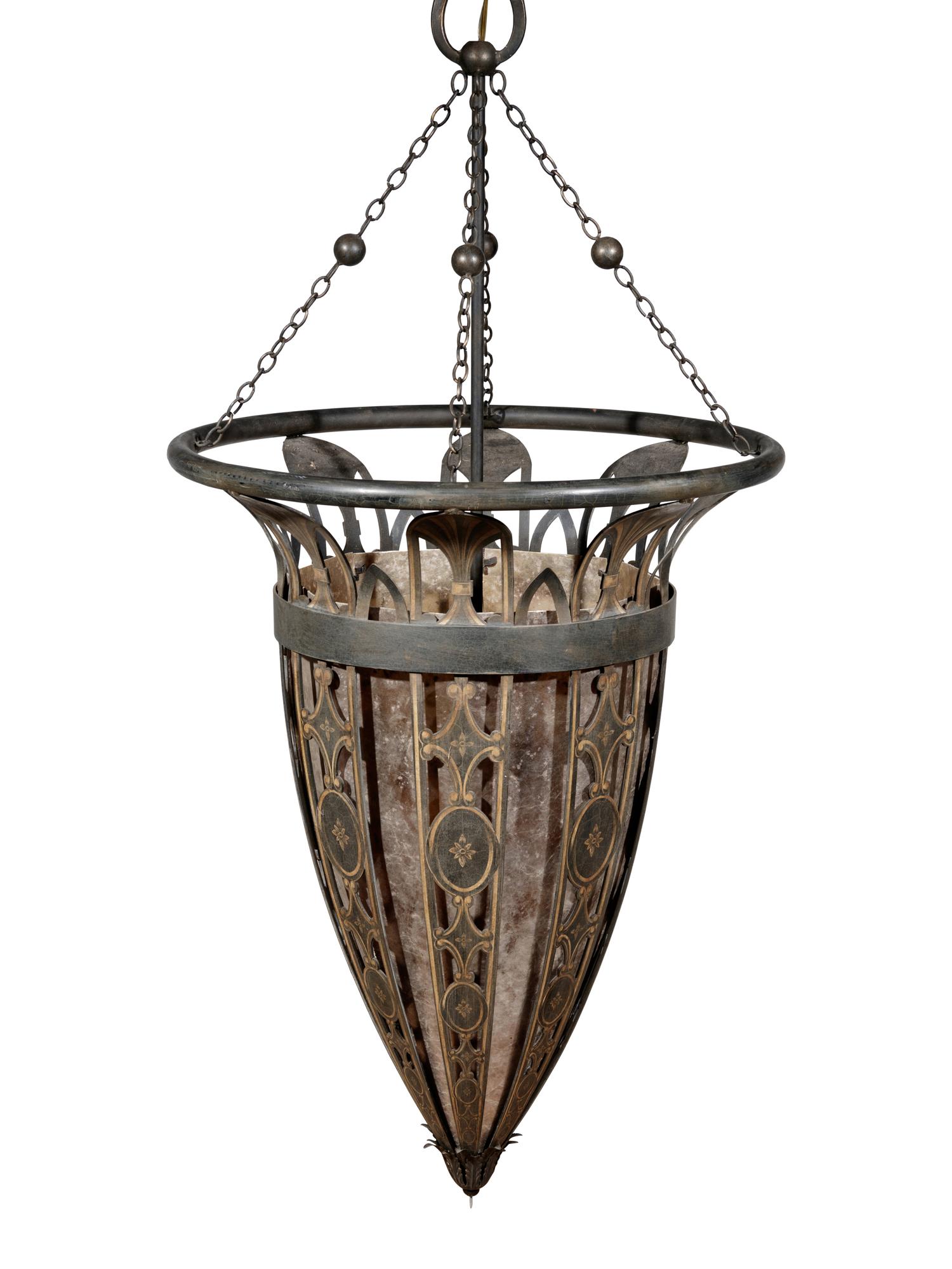 A Large Gothic Revival Parcel Gilt Lantern