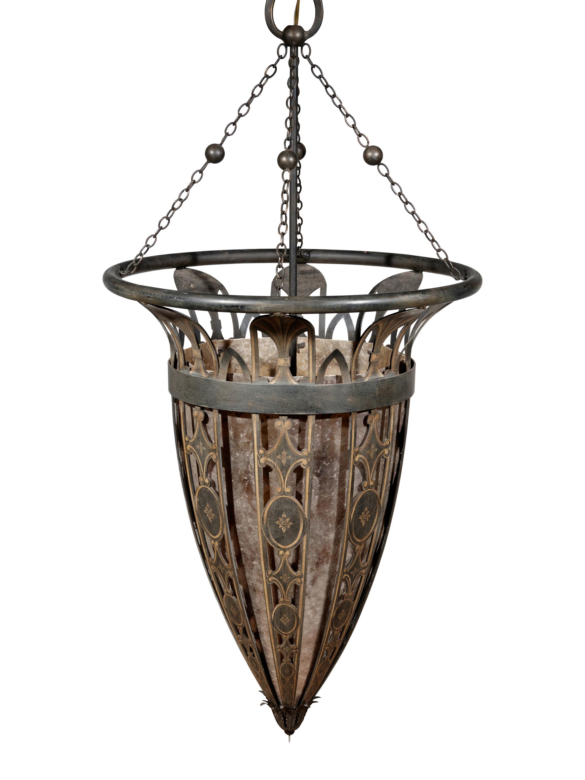 A Large Gothic Revival Parcel Gilt Lantern