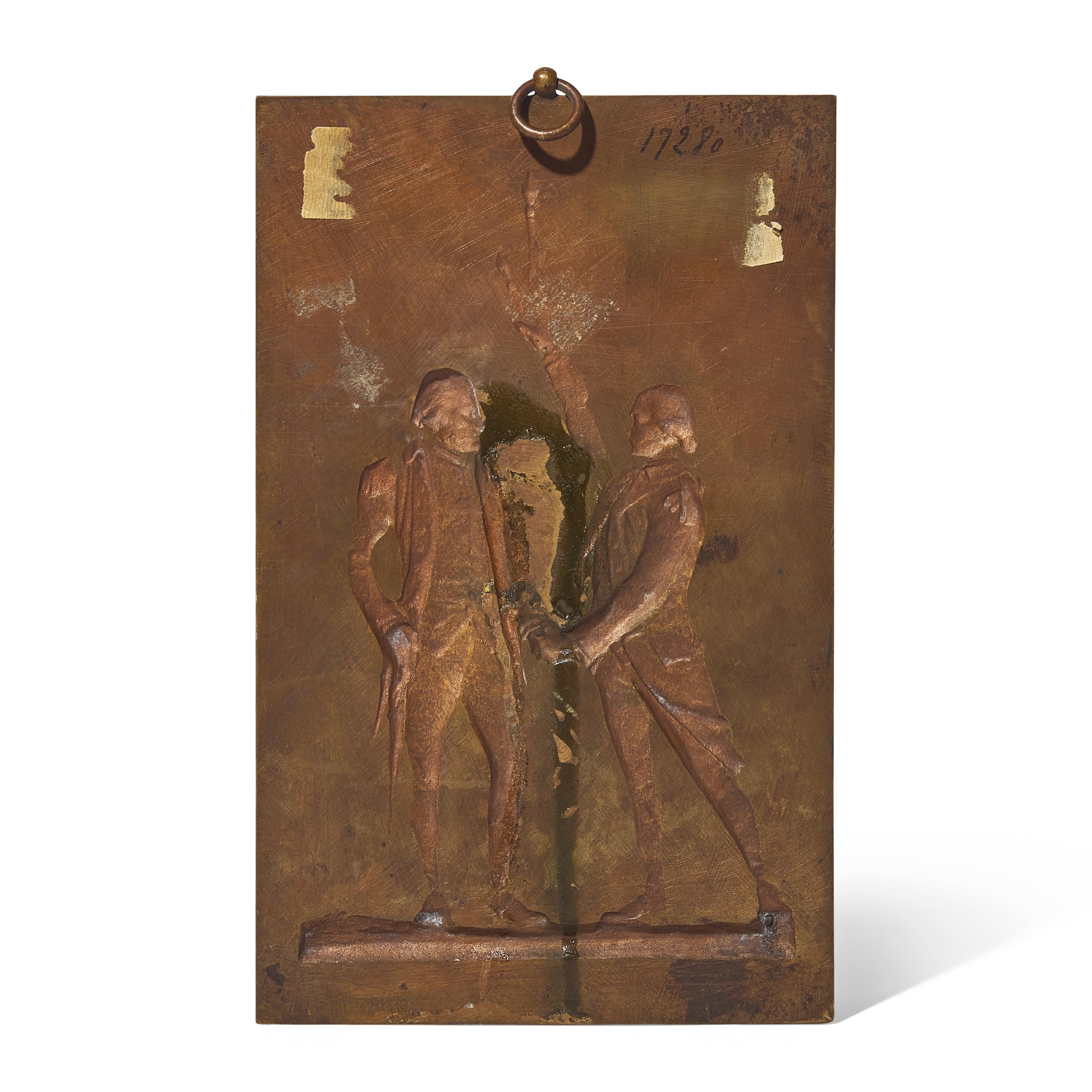 Louis Auguste Hiolin (1846-1910), After Frédéric Auguste Bartholdi (1834-1904), A French Bronze Bas-Relief Plaque Depicting George Washington and Lafayette