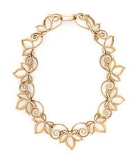YELLOW GOLD FLORAL MOTIF NECKLACE AND EARRINGS