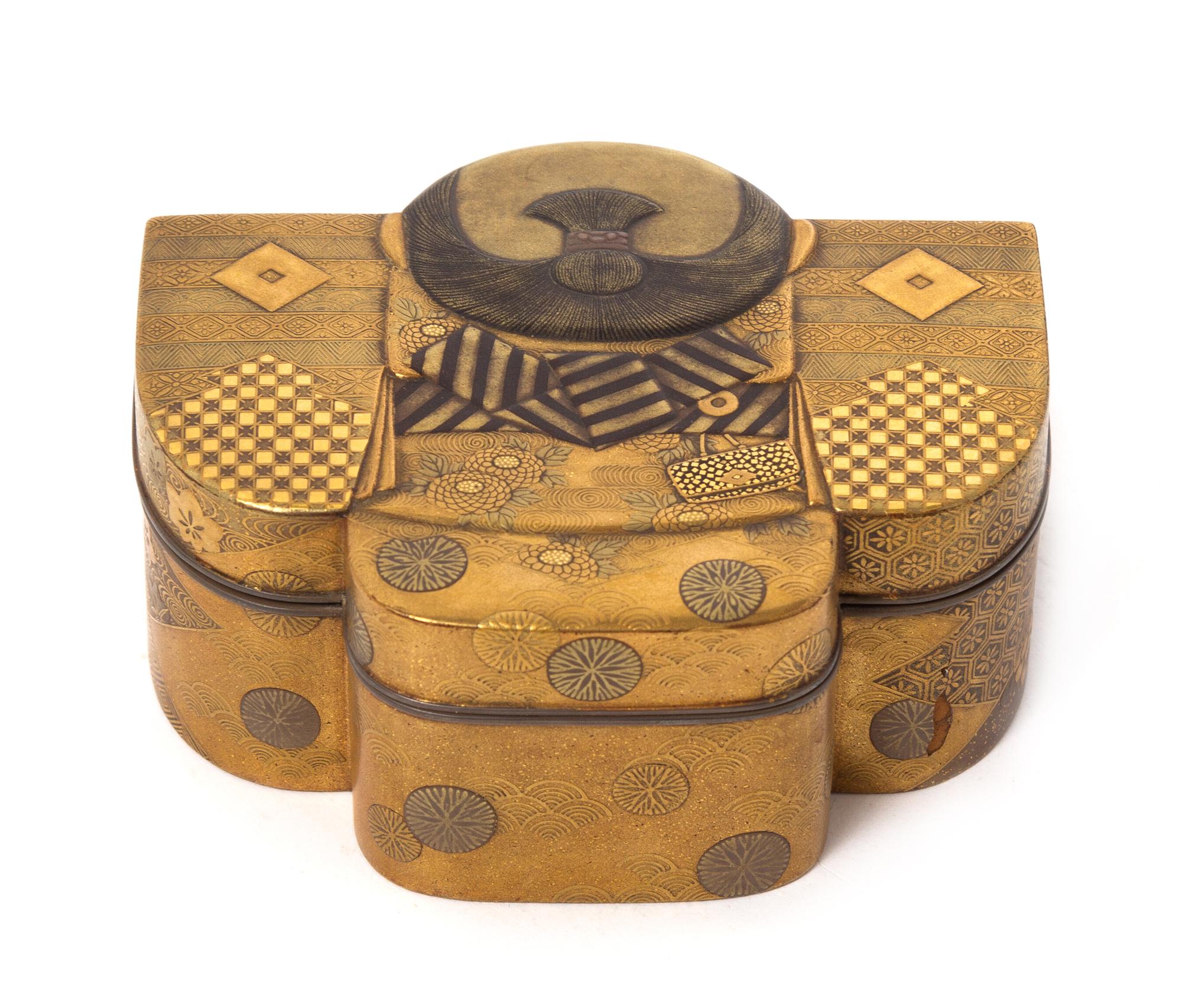 A Japanese Lacquer Box and Cover Length 4 inches.