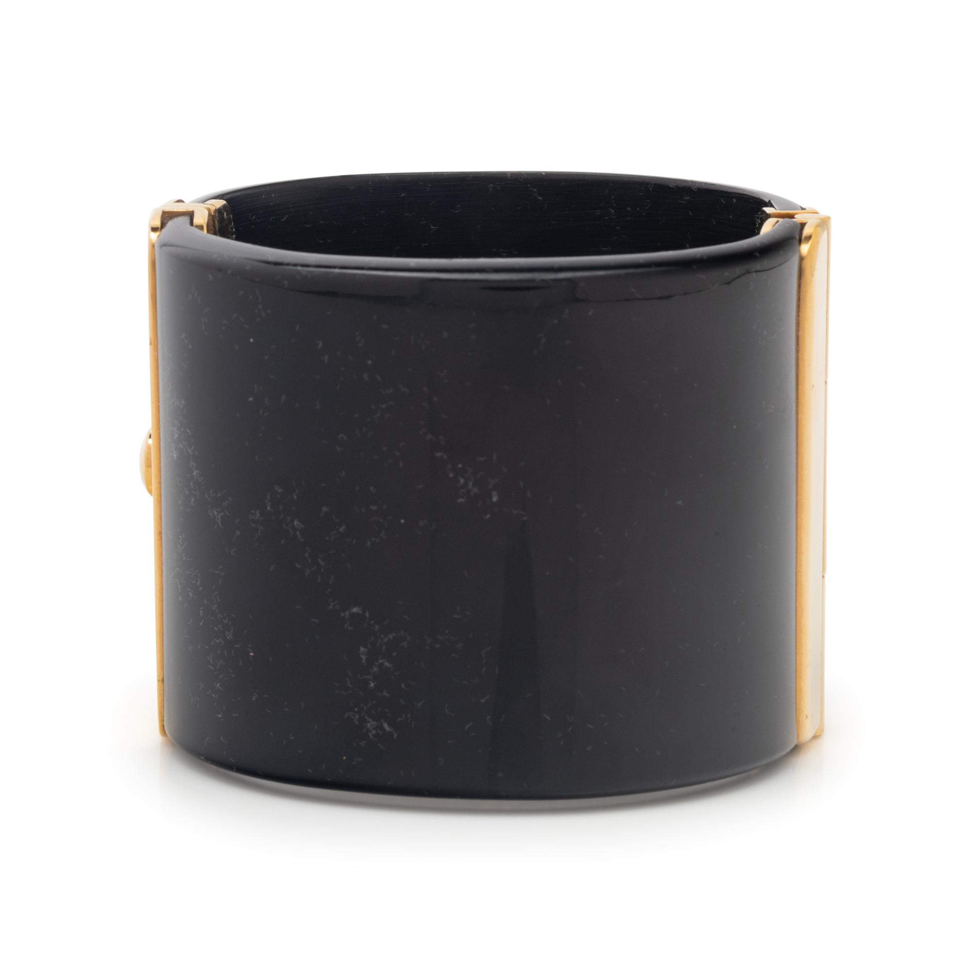 Chanel Black Resin and Gold-Tone Metal Cuff