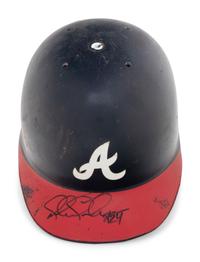 A Michael Tucker Signed Autograph Atlanta Braves Game Used Batting Helmet