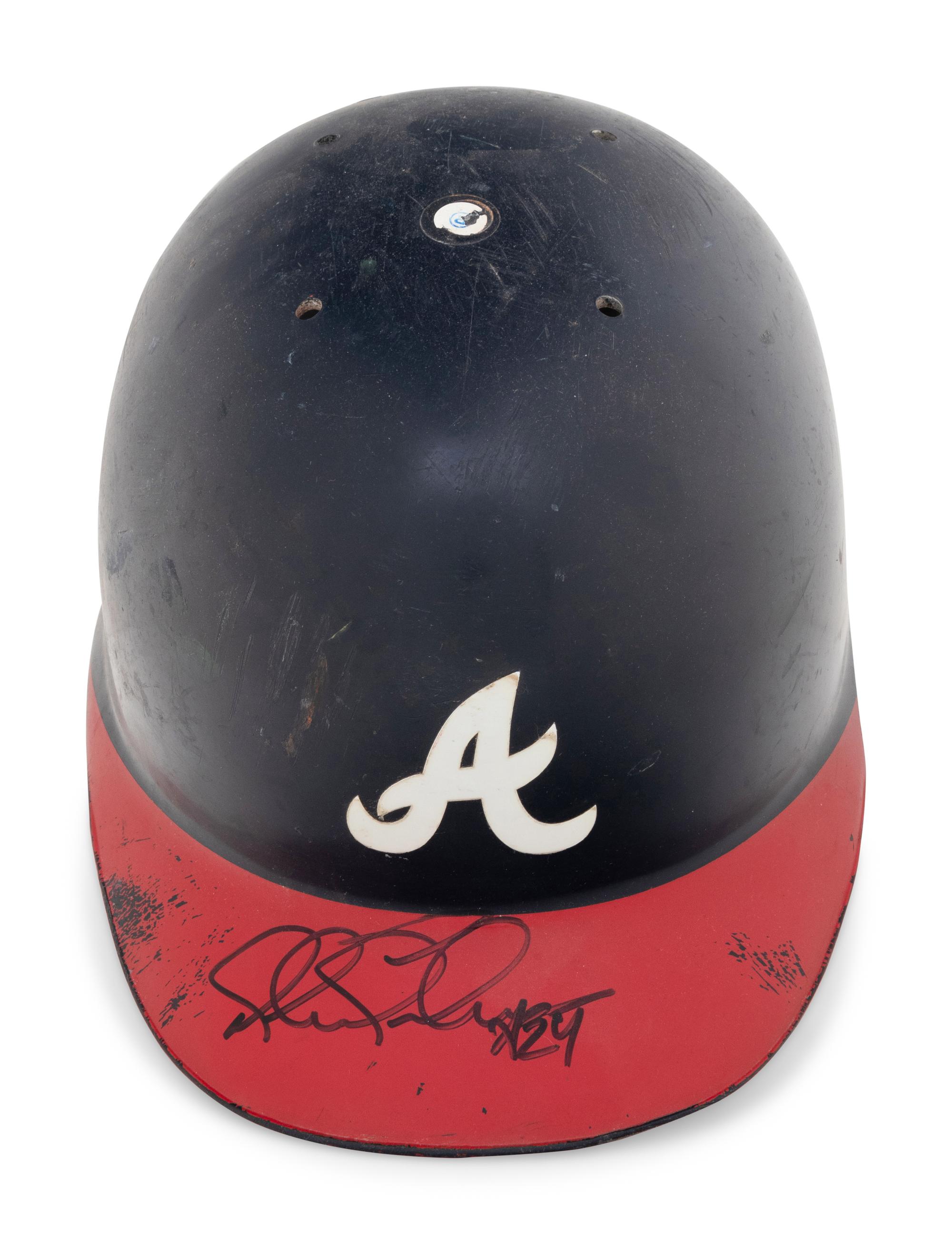 A Michael Tucker Signed Autograph Atlanta Braves Game Used Batting Helmet