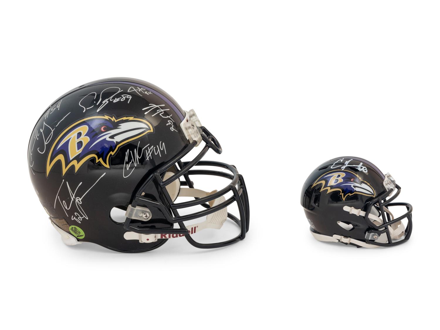 A Group of Baltimore Ravens Signed Autograph Items Including Ed Reed