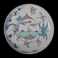 A Chinese Doucai Porcelain Plate, 18th Century 清中期 松鹿靈芝紋斗彩盤