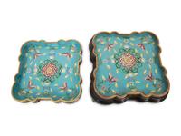 A Chinese Cloisonné Box with Hardstone-Inset Lid