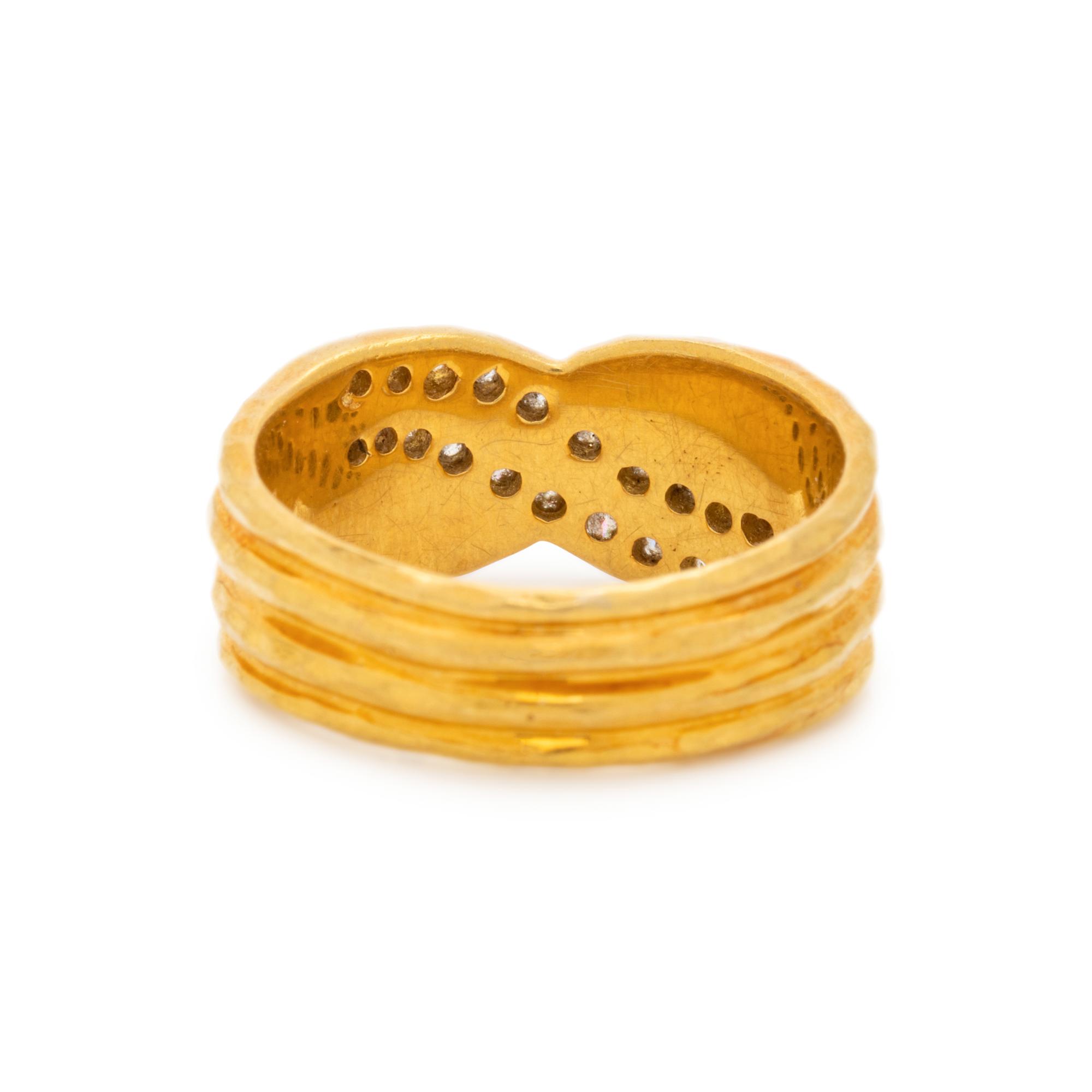 HENRY DUNAY, YELLOW GOLD AND DIAMOND RING