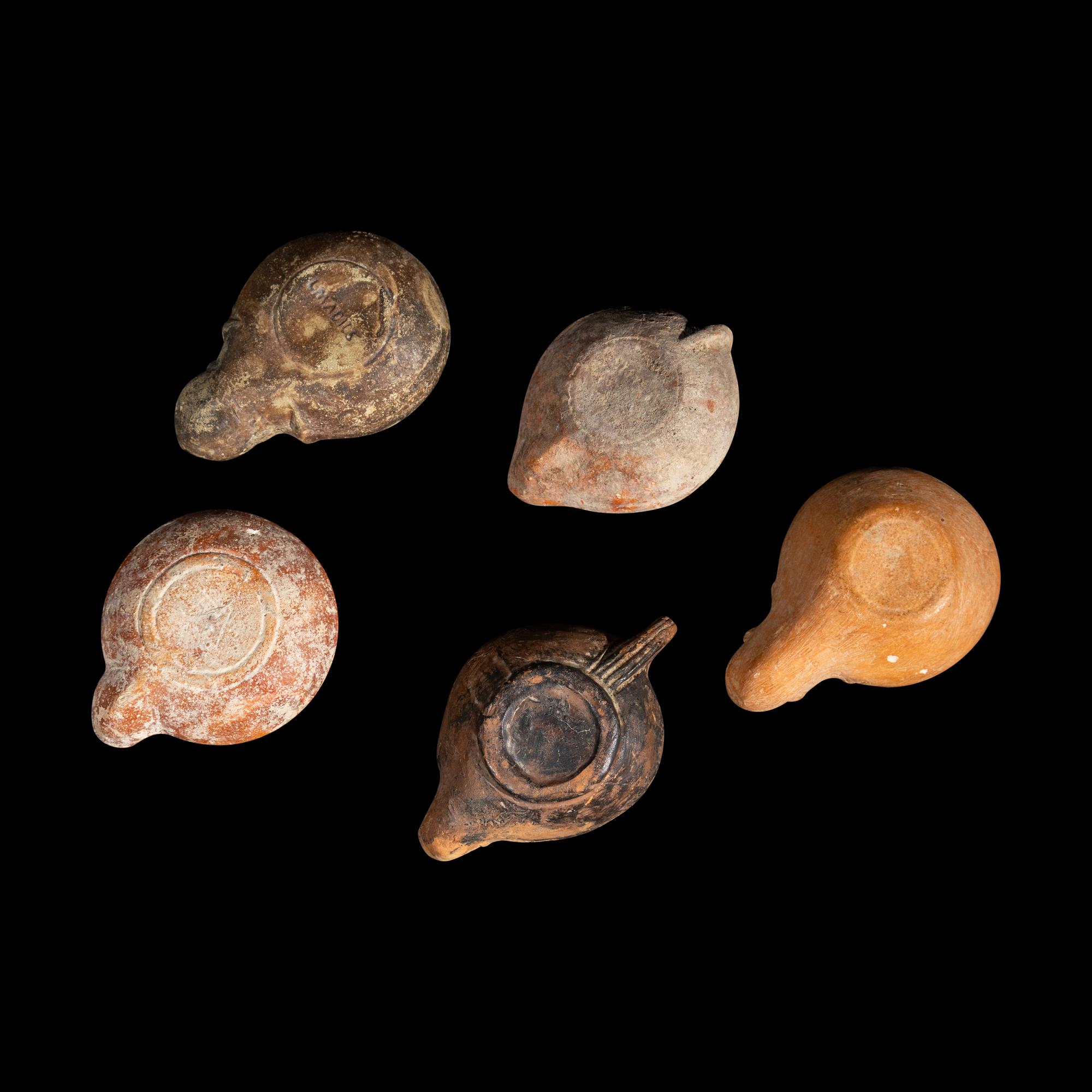 Five Roman Terracotta Erotic Oil Lamps