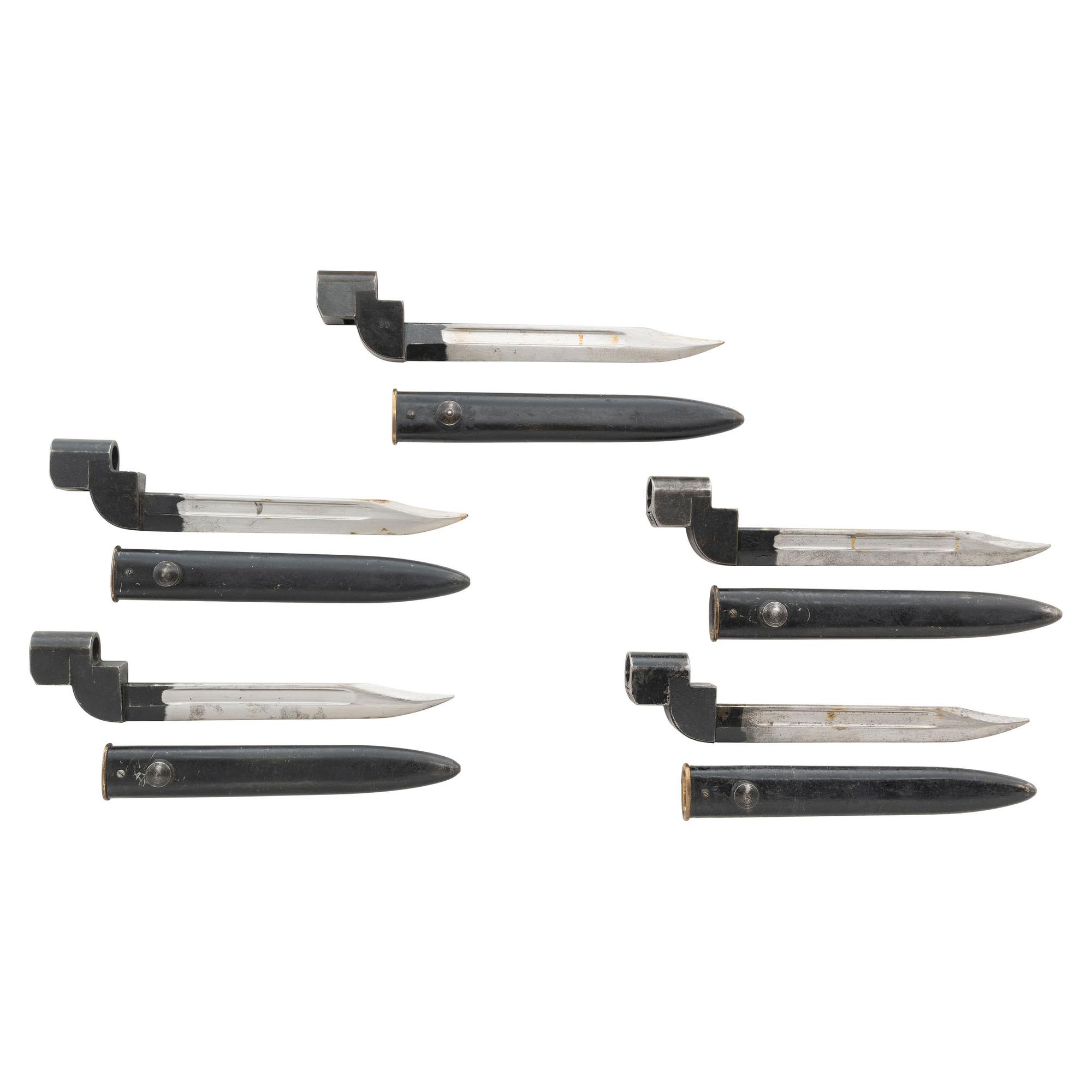 5 British No9 Mk1 Bayonets & Scabbards for the No4 Mk1 SMLE Rifle