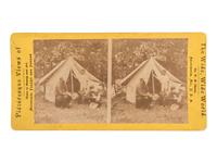 [AFRICAN AMERICANA]. CHASE, W.M., photographer. Stereoview of a young African American servant at camp. Baltimore, MD: n.d.