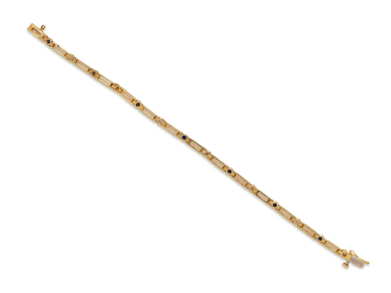 YELLOW GOLD, DIAMOND AND SAPPHIRE BRACELET