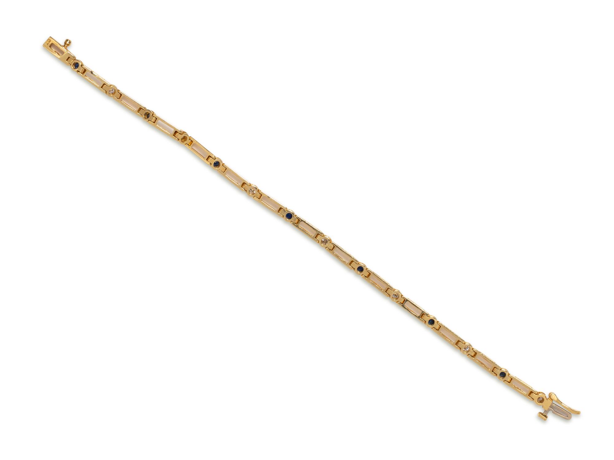 YELLOW GOLD, DIAMOND AND SAPPHIRE BRACELET