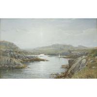 WILLIAM TROST RICHARDS (AMERICAN 1833–1905) "SAILING IN PRICE'S COVE ON THE SOUTH SHORE OF NEWPORT, RHODE ISLAND"