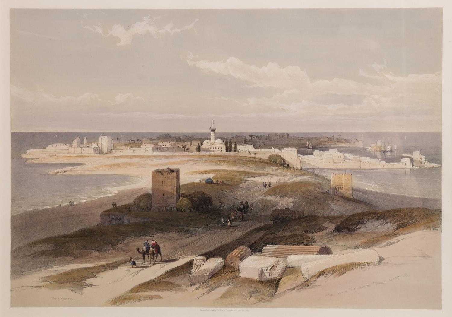 David Roberts, (British, 1796-1864), Six book plates Views of the Holy Land, comprising Approach to Mount Sinai, Jacob's Well at Sheche