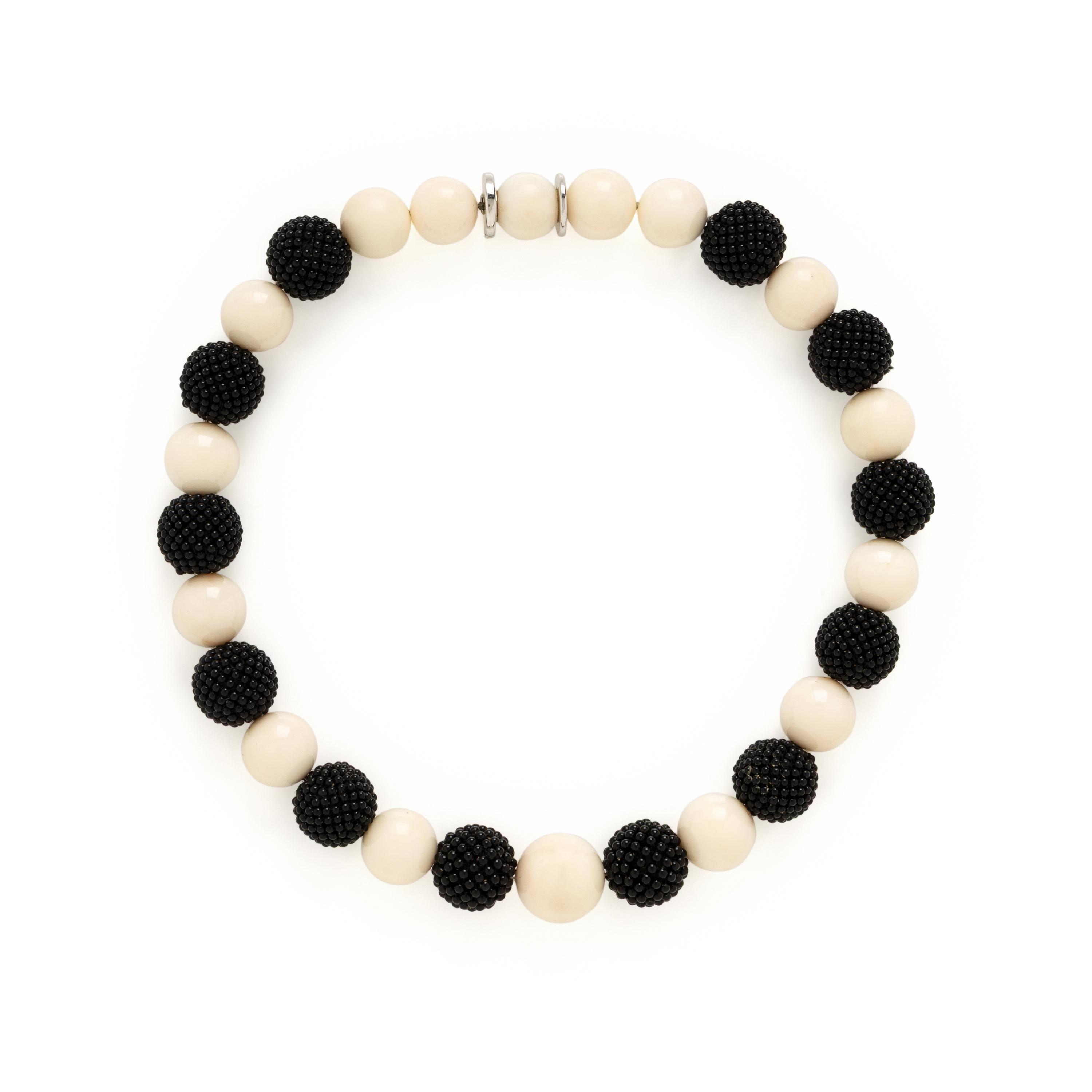 Sabbadini, Coral and Onyx Beaded Necklace