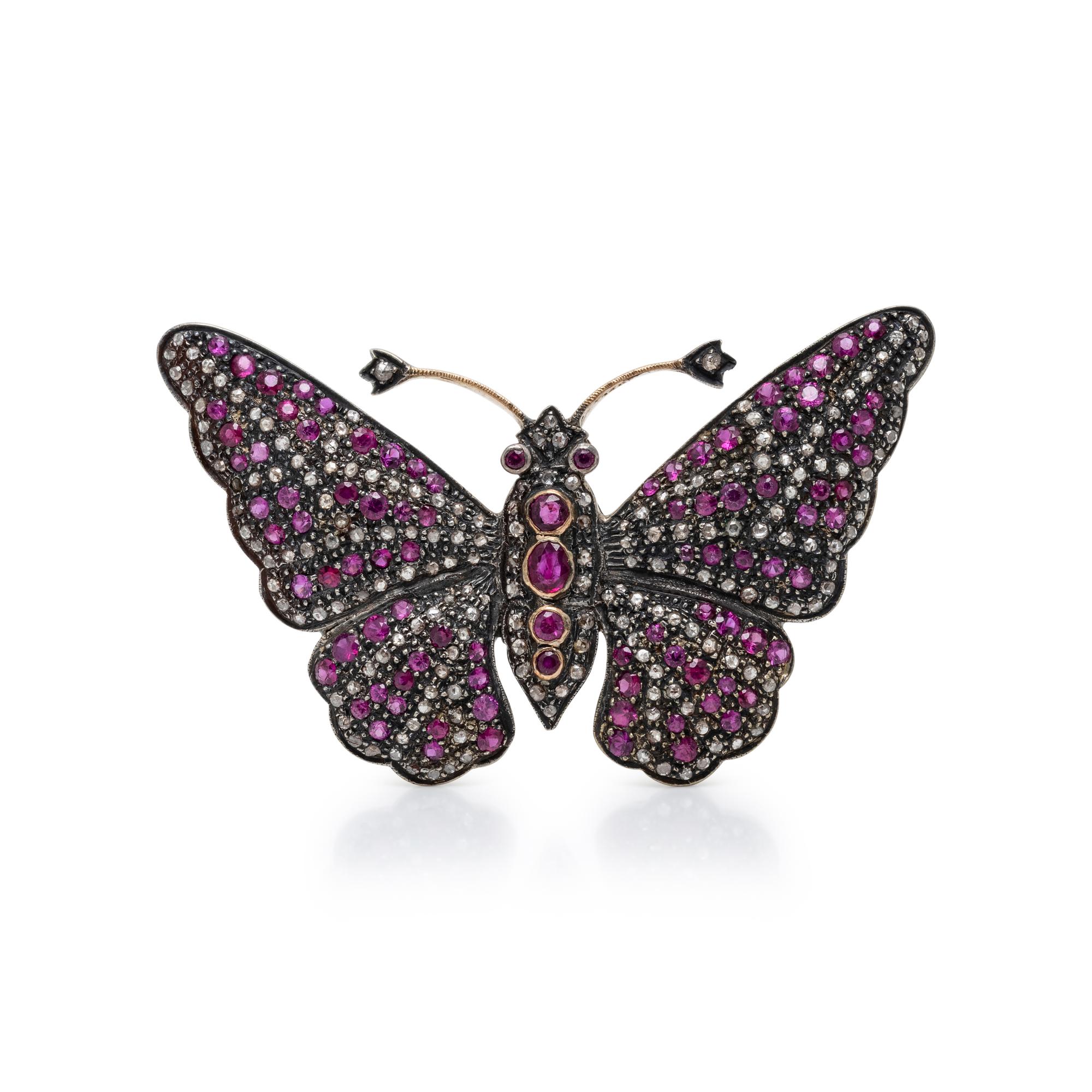 RUBY AND DIAMOND BUTTERFLY BROOCH