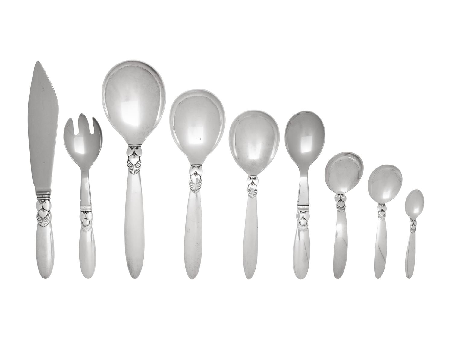 A Collection of Georg Jensen Cactus Silver Serving Articles