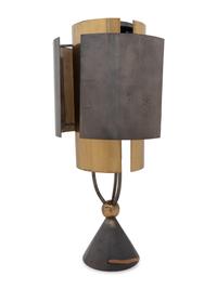 An Art Deco Style Brass and Silvered-Metal Table Lamp