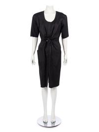 Two Thierry Mugler Dresses; One Blue with Rope Detail Dress, One Black Polka Dot Dress, 1980-90s