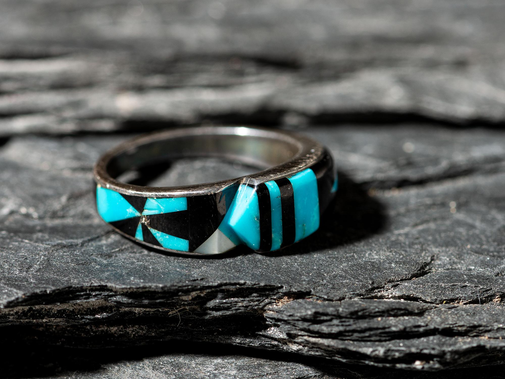 Silver and Mosaic Inlay Ring