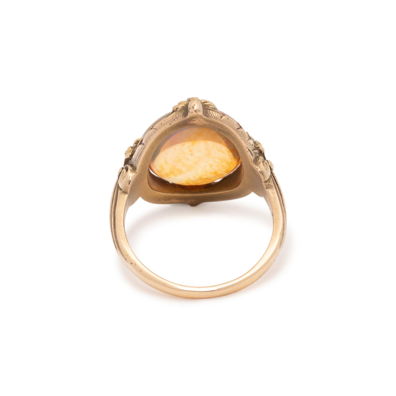 ART NOUVEAU, YELLOW GOLD AND OPAL RING
