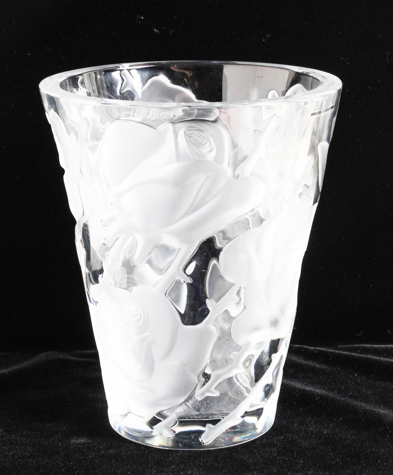 A Lalique Etched Glass Vase Height 9 1/4 inches. — 20TH CENTURY