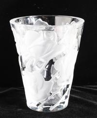 A Lalique Etched Glass Vase Height 9 1/4 inches. — 20TH CENTURY