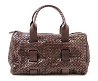 A Bottega Veneta Chocolate Intrecciato Small Duffle Bag, 14" x 9" x 7"; Handle Drop: 6".