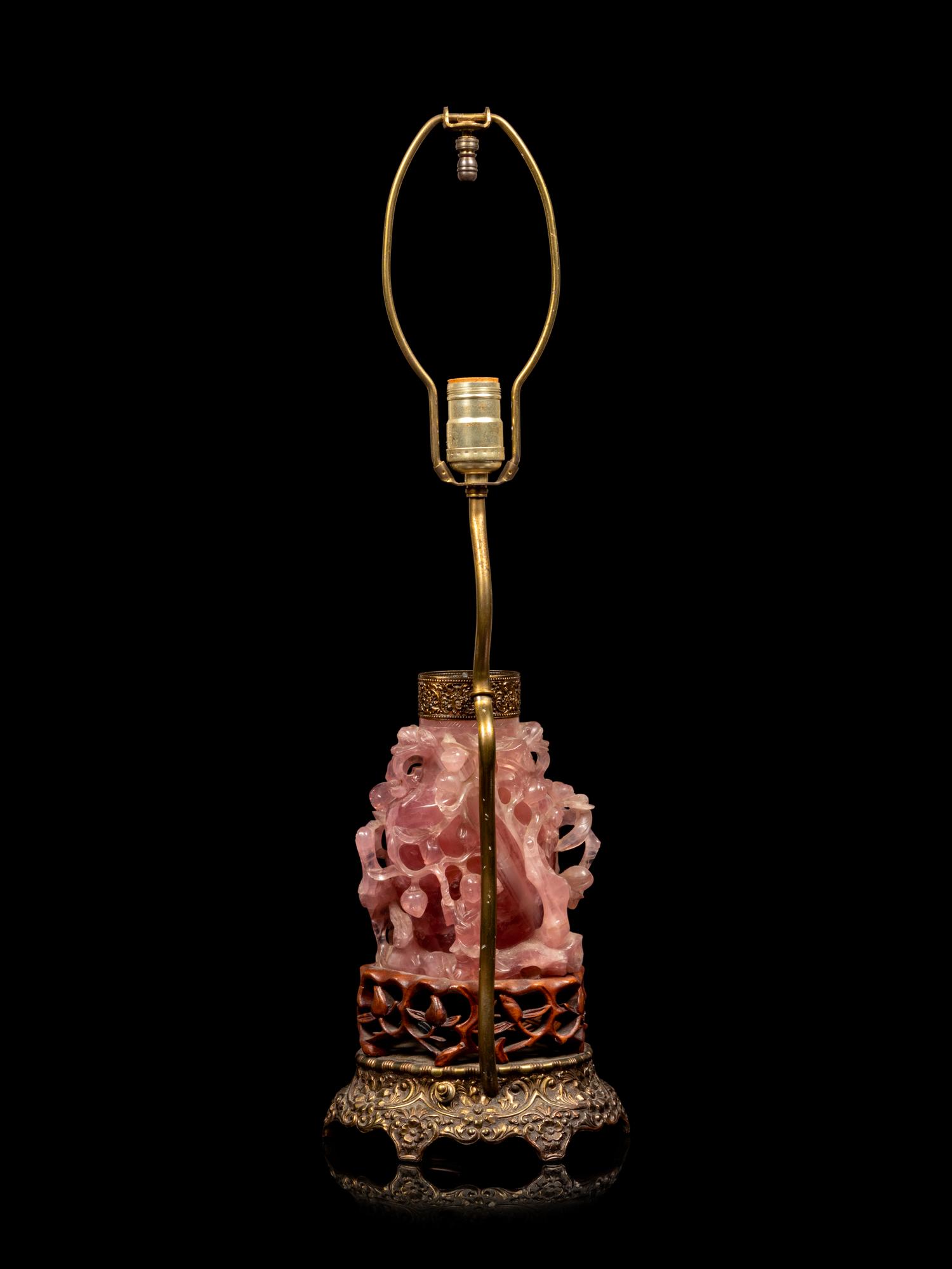 A Chinese Carved Rose Quartz Vase
