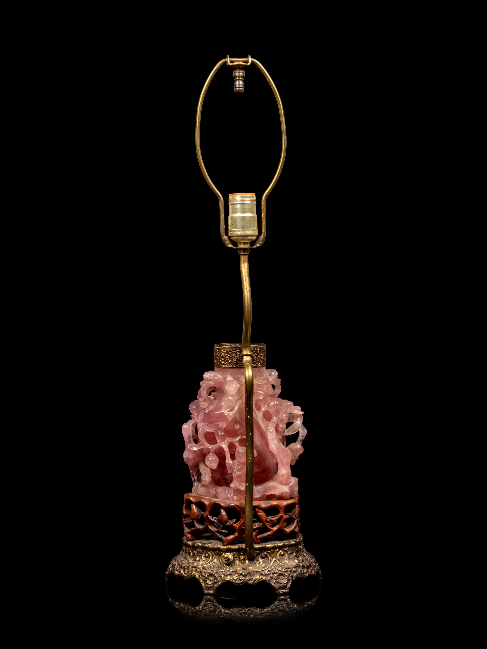 A Chinese Carved Rose Quartz Vase