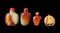 Four Chinese Russet Jade Snuff Bottles