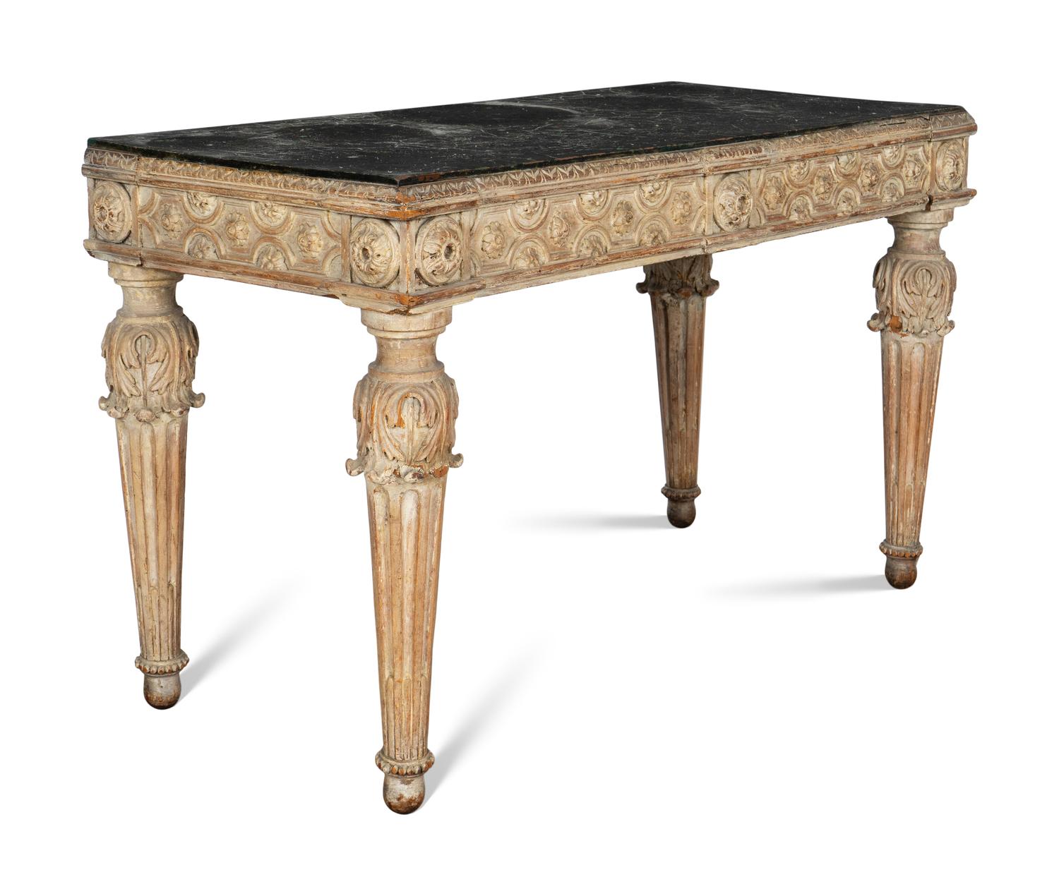 A North Italian Cream Painted and Parcel Gilt Console