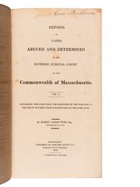 [BUCHANAN, James (1791-1868), his copy]. Reports of Cases Argued and Determined in the Supreme Judicial Court of the Commonwealth of Massachusetts. Vol. V . Newburyport, MA: Edward Little & Co., 1810.