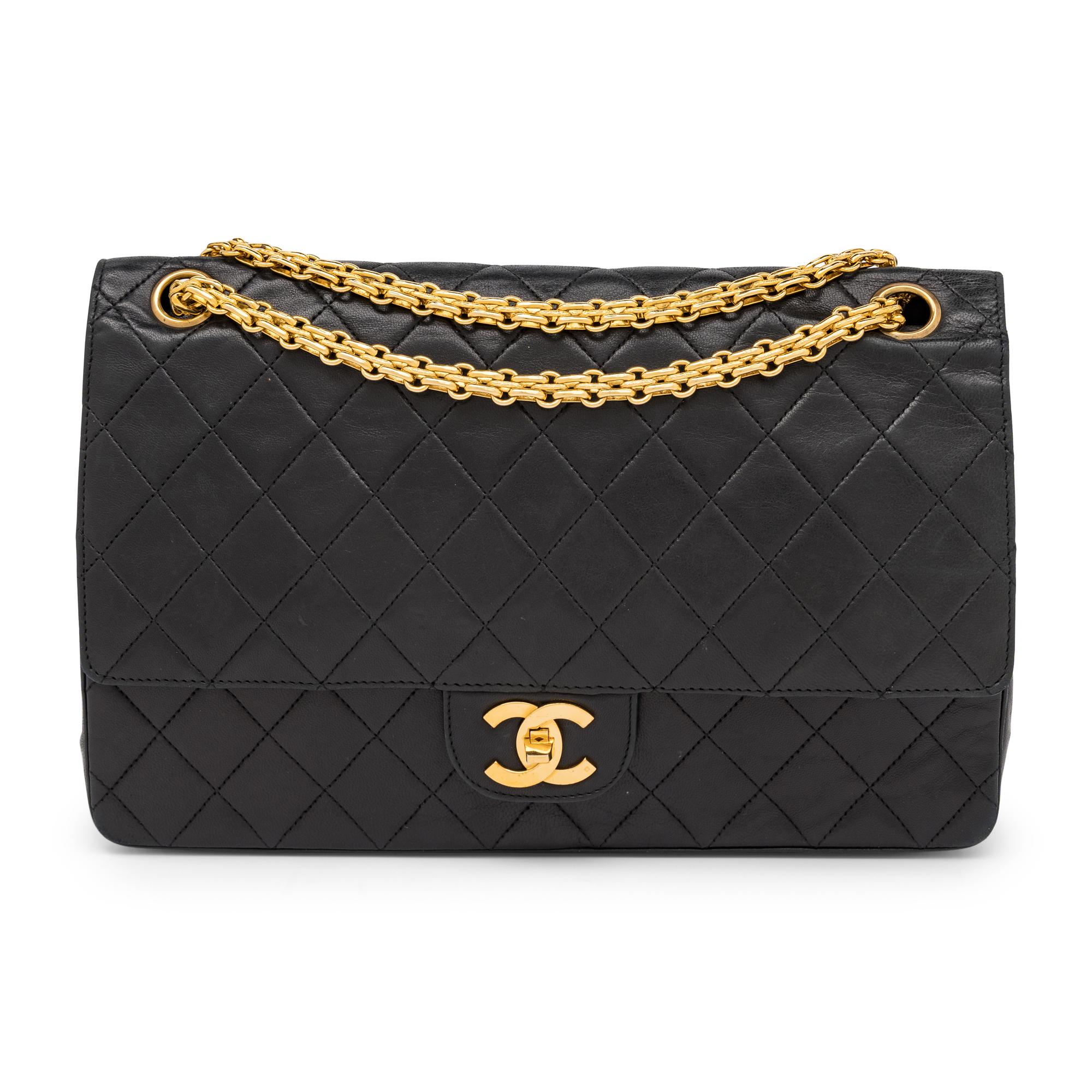Chanel, Medium Classic Double Flap in Quilted Black Leather