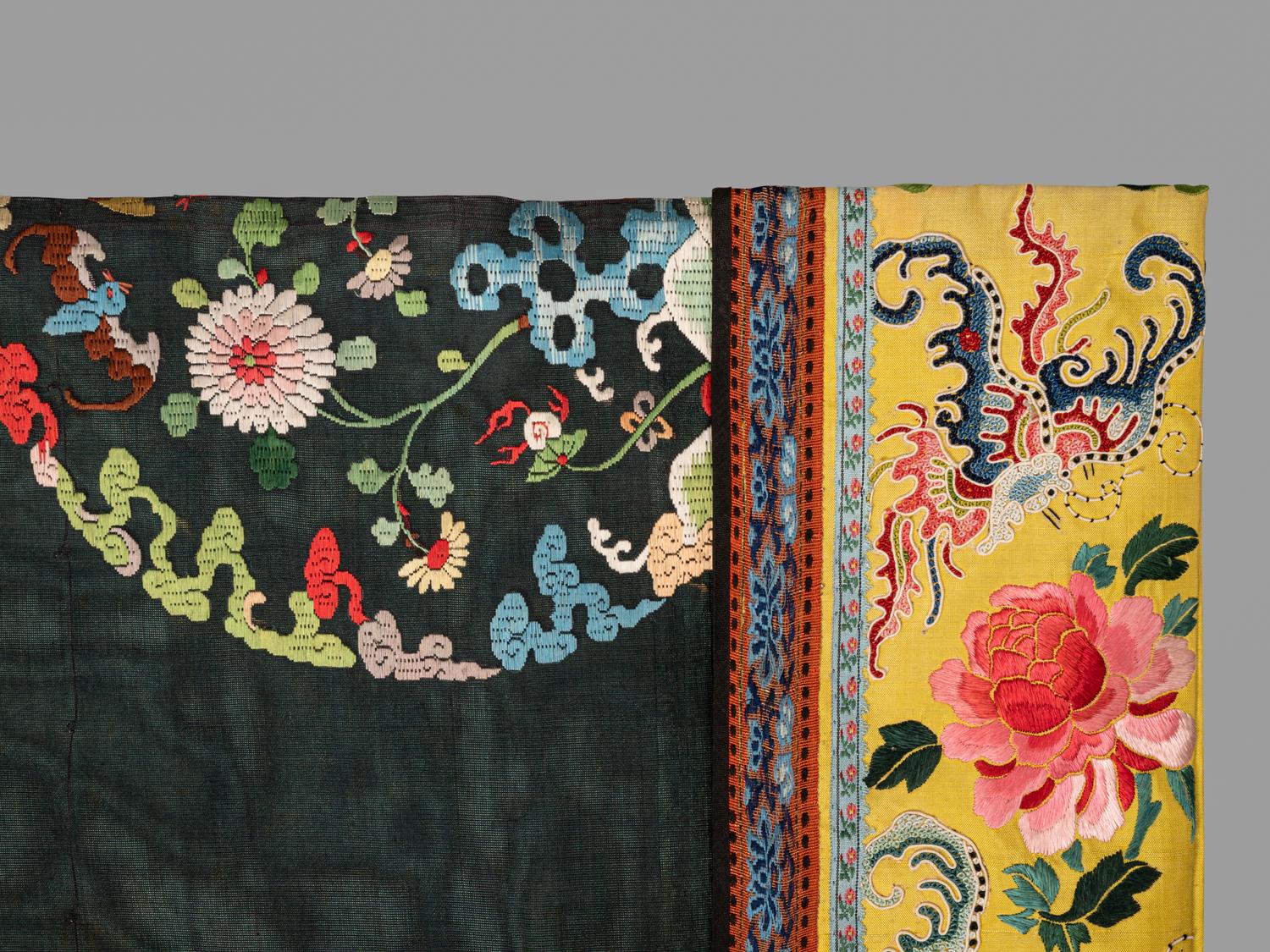 Three Chinese Silk Embroidered Articles