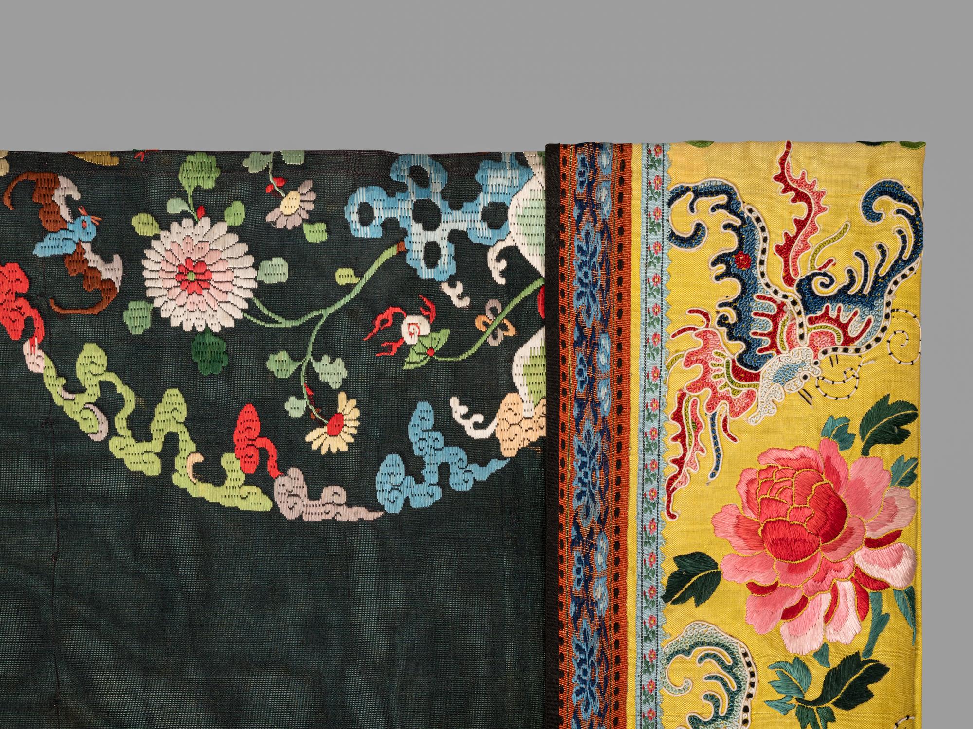 Three Chinese Silk Embroidered Articles