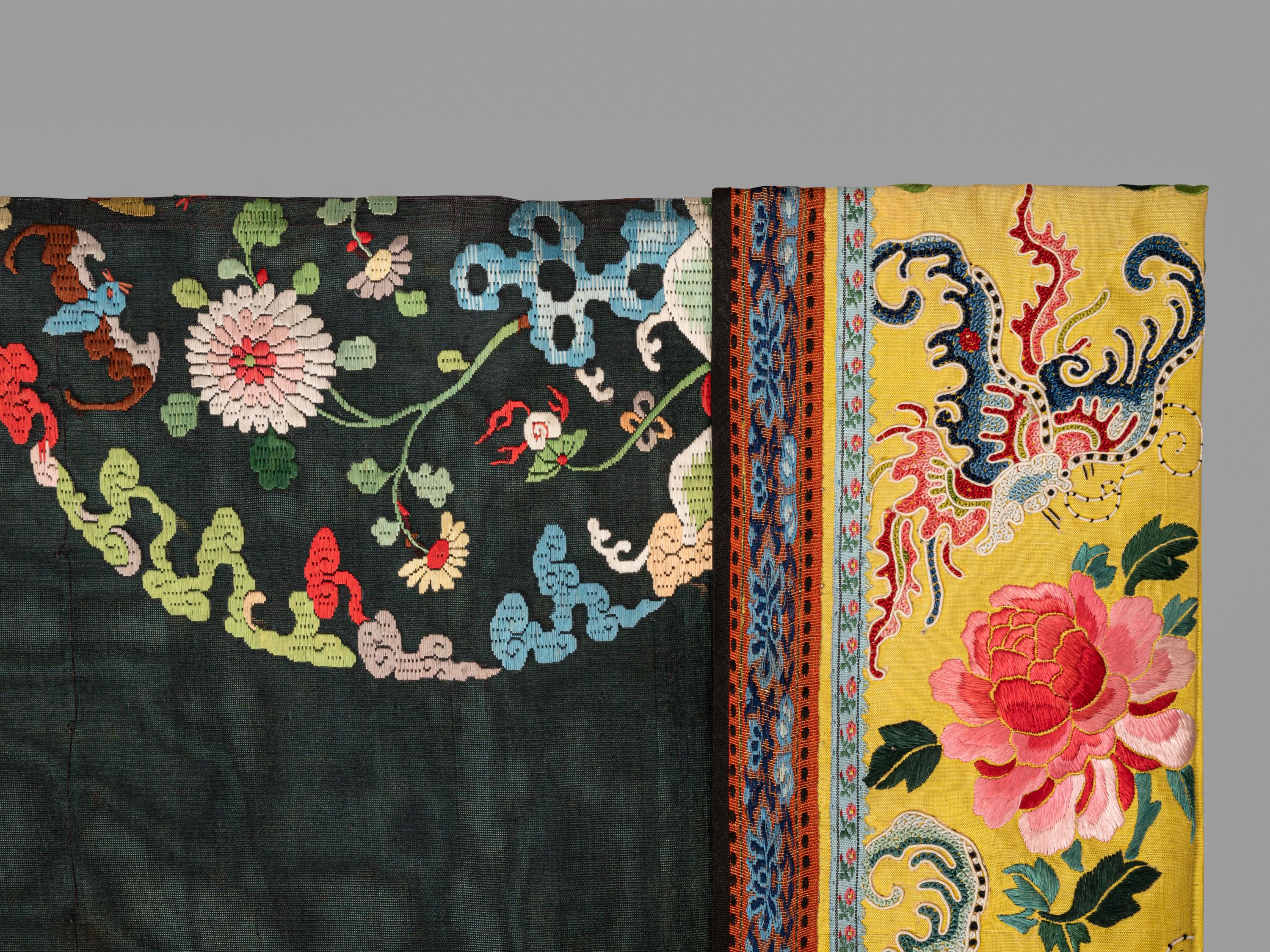 Three Chinese Silk Embroidered Articles