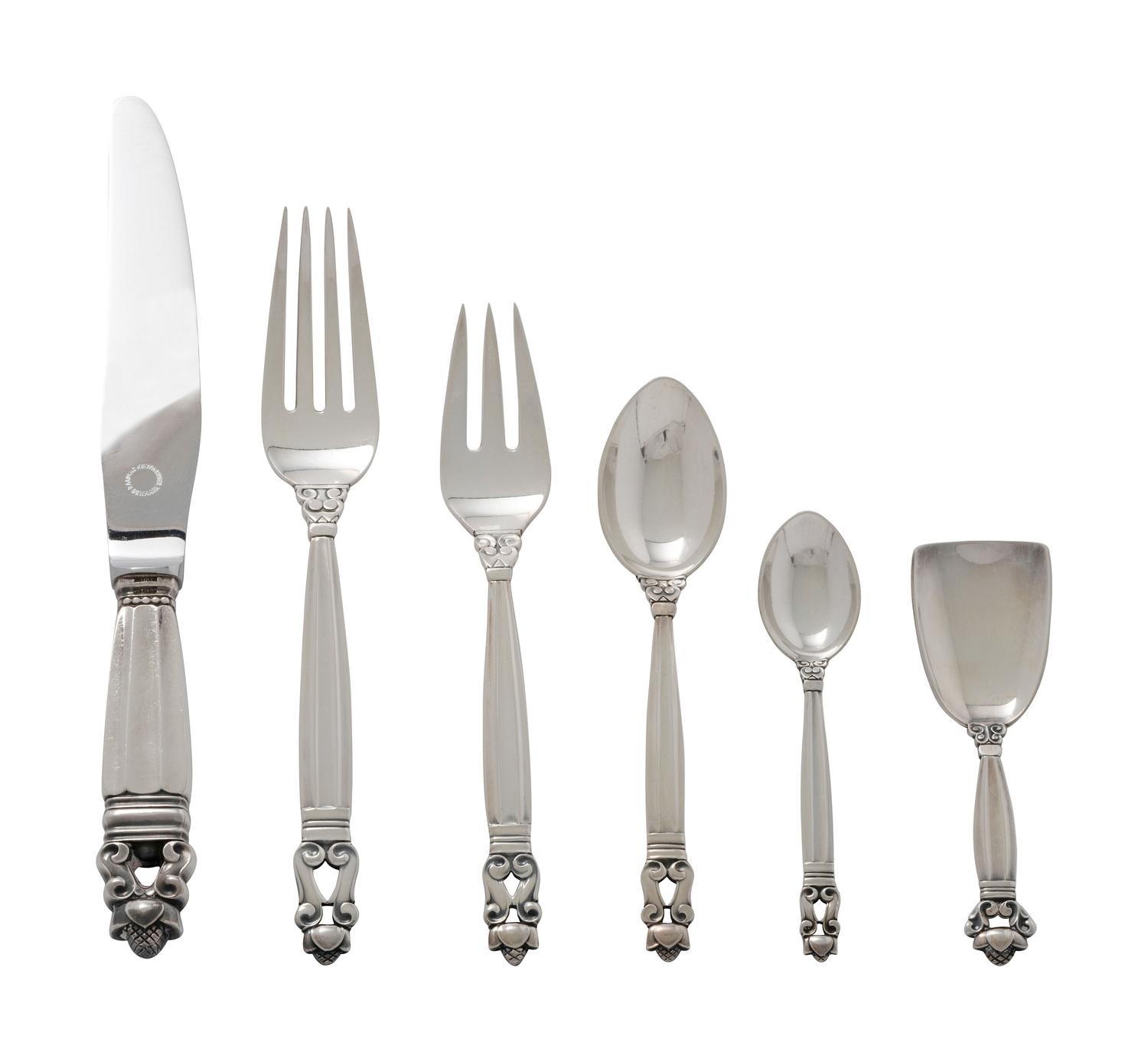 A Danish Silver Flatware Service