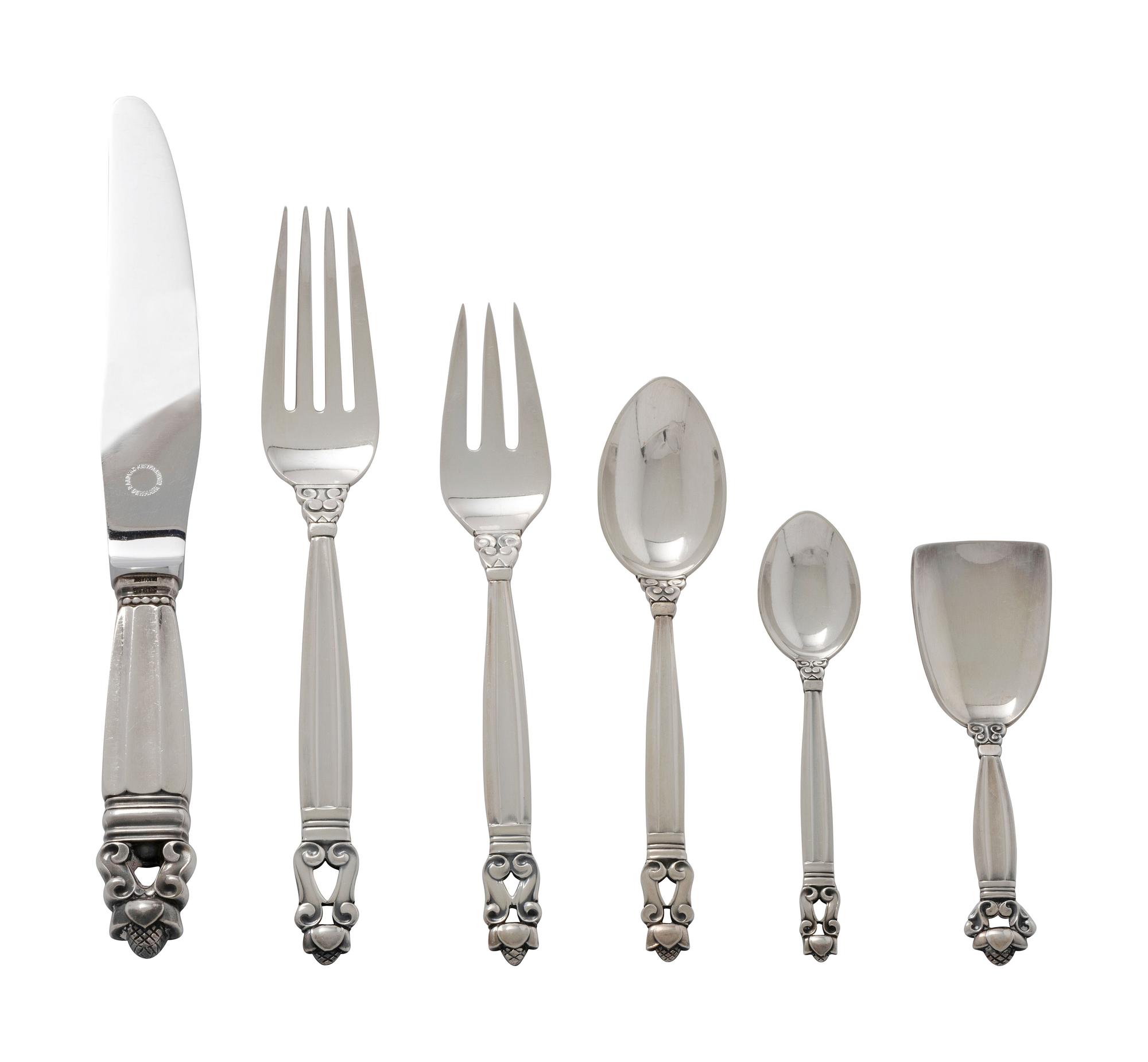 A Danish Silver Flatware Service