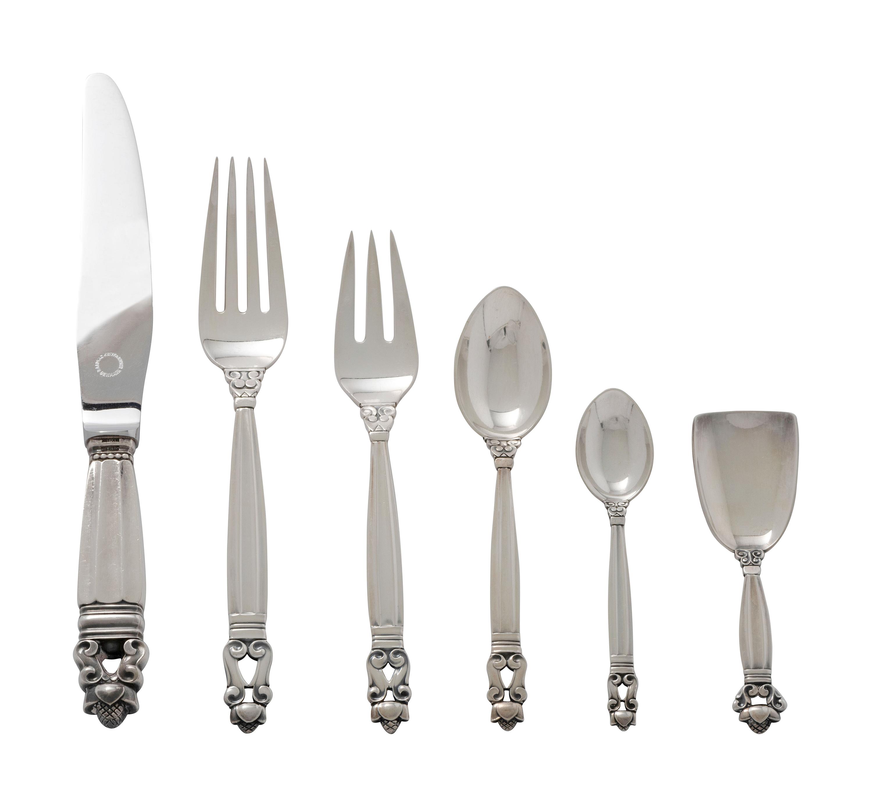 A Danish Silver Flatware Service